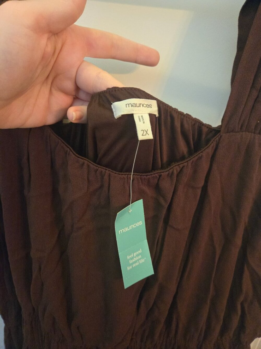 Women’s Square-Neck Midi Dress in Chocolate Brown - Picture 4 of 6